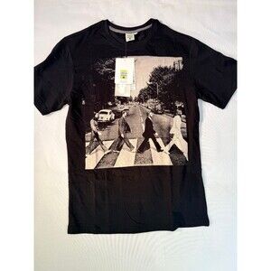 Vintage 1985 Women's Top Black S Abbey Road Beatles Graphic T-Shirt